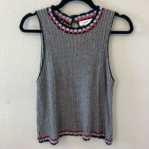 THML Navy White Knit Sleeveless Tank Top Sz M Anthropologie